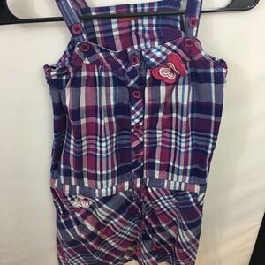 Minnie Minors Girls Plaid Dress Sz L Butterflies